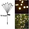 Solar Garden Lights;  2 Pack LED Solar Firefly Lights - Warm - 10 head