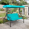 3 Seats Outdoor Swing Hammock with Adjustable Tilt Canopy - Turquoise