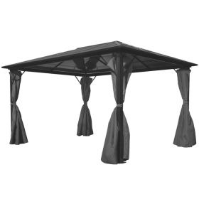 Gazebo with Curtain Anthracite Aluminum 157.5" x 118.1"