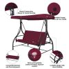 3 Seats Outdoor Swing Hammock with Adjustable Tilt Canopy - Dark Red