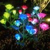 LED Solar Rose Orchid Flower Light Outdoor Garden Waterproof Simulation Lawn Lamp Wedding Party Christmas Decor Landscape Light - 7 head orchid orange