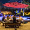 10 Feet Patio Solar Powered Cantilever Umbrella with Tilting System - Wine