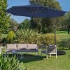 10 Feet Patio Solar Powered Cantilever Umbrella with Tilting System - Navy