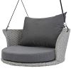 33.8' Single Person Hanging Seat; Rattan Woven Swing Chair; Porch Swing With Ropes - Gray