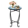 Modern Stylish Design Outdoor Indoor Steel Accent Plant Stand Cobalt Table - Blue - 14 Inch