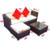 3 Piece Patio Sectional Wicker Rattan Outdoor Furniture Sofa Set - CRÃƒË†ME