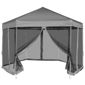 Hexagonal Pop-Up Marquee with 6 Sidewalls Gray 11.8'x10.2'