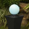 49inches Outdoor Curved Ball Fountain with Lights Modern Design Cement Water Feature for Garden or Patio - as Pic