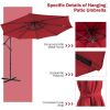 10 Feet Patio Solar Powered Cantilever Umbrella with Tilting System - Wine