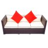 3 Piece Patio Sectional Wicker Rattan Outdoor Furniture Sofa Set - CRÃƒË†ME