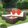 3 Piece Patio Sectional Wicker Rattan Outdoor Furniture Sofa Set - CRÃƒË†ME