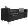 Artificial Leather 3-Seater Sofa Black - Black