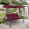 3 Seats Outdoor Swing Hammock with Adjustable Tilt Canopy - Dark Red