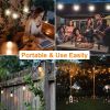 48FT Solar Outdoor String Lights With 15 Bulbs S14 Waterproof LED Patio Lights With 4 Lighting Modes For Garden;  Party - 48ft