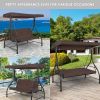 3 Seats Outdoor Swing Hammock with Adjustable Tilt Canopy - Brown