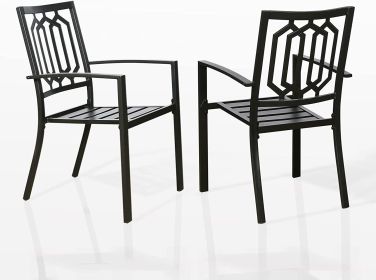 Outdoor Dining Chairs Set of 2 Stacking Patio Metal Arm Chairs for Garden, Yard, Lawn