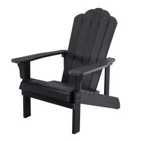 Key West Outdoor Plastic Wood Adirondack Chair; Patio Chair for Deck; Backyards; Lawns; Poolside; and Beaches; Weather Resistant; Black