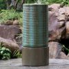 43inches Indoor-outdoor Gray Water Fountain Rockribbed tower metal bird feeder for Stylish Garden & Backyard - as Pic