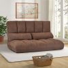 Double Chaise Lounge Sofa Floor Couch and Sofa with Two Pillows - Brown