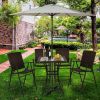 Outdoor Patio Rattan Bar Table Square Glass Top Table - As the pic show - 28 Inch