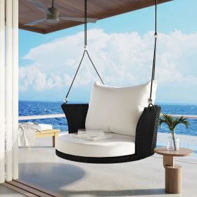 33.8' Single Person Hanging Seat; Rattan Woven Swing Chair; Porch Swing With Ropes