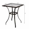 Outdoor Patio Rattan Bar Table Square Glass Top Table - As the pic show - 28 Inch