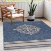 Home Decor Indoor/Outdoor Accent Rug Natural Stylish Classic Pattern Design - Navy - 7'6" X 9'5"