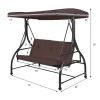 3 Seats Outdoor Swing Hammock with Adjustable Tilt Canopy - Brown