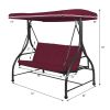 3 Seats Outdoor Swing Hammock with Adjustable Tilt Canopy - Dark Red