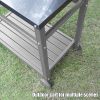 Outdoor Prep Dining Table; Movable Pizza Oven Stand;  Stainless Steel Patio Bar Cart; Patio Grilling Backyard BBQ Grill Cart - GREY