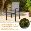 MEOOEM Patio Dining Set  Outdoor Furniture Bistro Metal Table Side Table and Metal Stackable Chairs;  Black - Modern