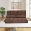 Double Chaise Lounge Sofa Floor Couch and Sofa with Two Pillows - Brown