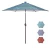 Outdoor Patio 8.7-Feet Market Table Umbrella with Push Button Tilt and Crank, Red Stripes With 24 LED Lights[Umbrella Base is not Included] RT - Blue