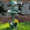 Outdoor Decor Backyard Garden Lawn Solar Garden Light - Green - Birdbath and Planter