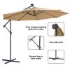 10 FT Solar LED Patio Outdoor Umbrella Hanging Cantilever Umbrella Offset Umbrella Easy Open Adustment with 32 LED Lights - taupe