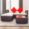 3 Piece Patio Sectional Wicker Rattan Outdoor Furniture Sofa Set - CRÃƒË†ME