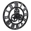 Large Gear Wall Clock Roman Numbers 3D Big Dial Wooden Industrial Steampunk Retro Outdoor Garden Decor; 12"/16"/23" - 16"(Diameter) - Silver