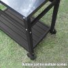 Outdoor Prep Dining Table; Movable Pizza Oven Stand;  Stainless Steel Patio Bar Cart; Patio Grilling Backyard BBQ Grill Cart - BLACK