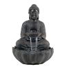 34"Tall Brown Finish Polyresin Buddha Fountain with Light Transitional Style Water Feature for Garden & Patio - as Pic