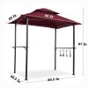 Outdoor Grill Gazebo 8 x 5 Ft;  Shelter Tent;  Double Tier Soft Top Canopy and Steel Frame with hook and Bar Counters - Burgundy