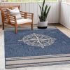 Home Decor Indoor/Outdoor Accent Rug Natural Stylish Classic Pattern Design - Navy - 3'0" X 5'0"