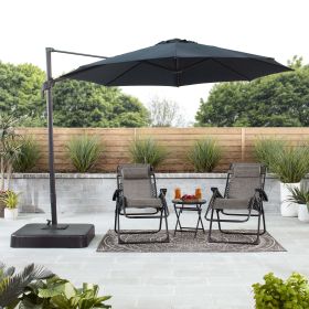 10'  Octagon Outdoor Tilting Cantilever Offset Patio Umbrella with Weighted Base and 360 Degree Rotation