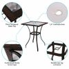 Outdoor Patio Rattan Bar Table Square Glass Top Table - As the pic show - 28 Inch