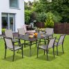 MEOOEM Patio Dining Set  Outdoor Furniture Bistro Metal Table Side Table and Metal Stackable Chairs;  Black - Modern