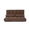 Double Chaise Lounge Sofa Floor Couch and Sofa with Two Pillows - Brown